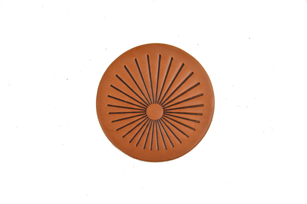 Sunburst Leather Coaster Set