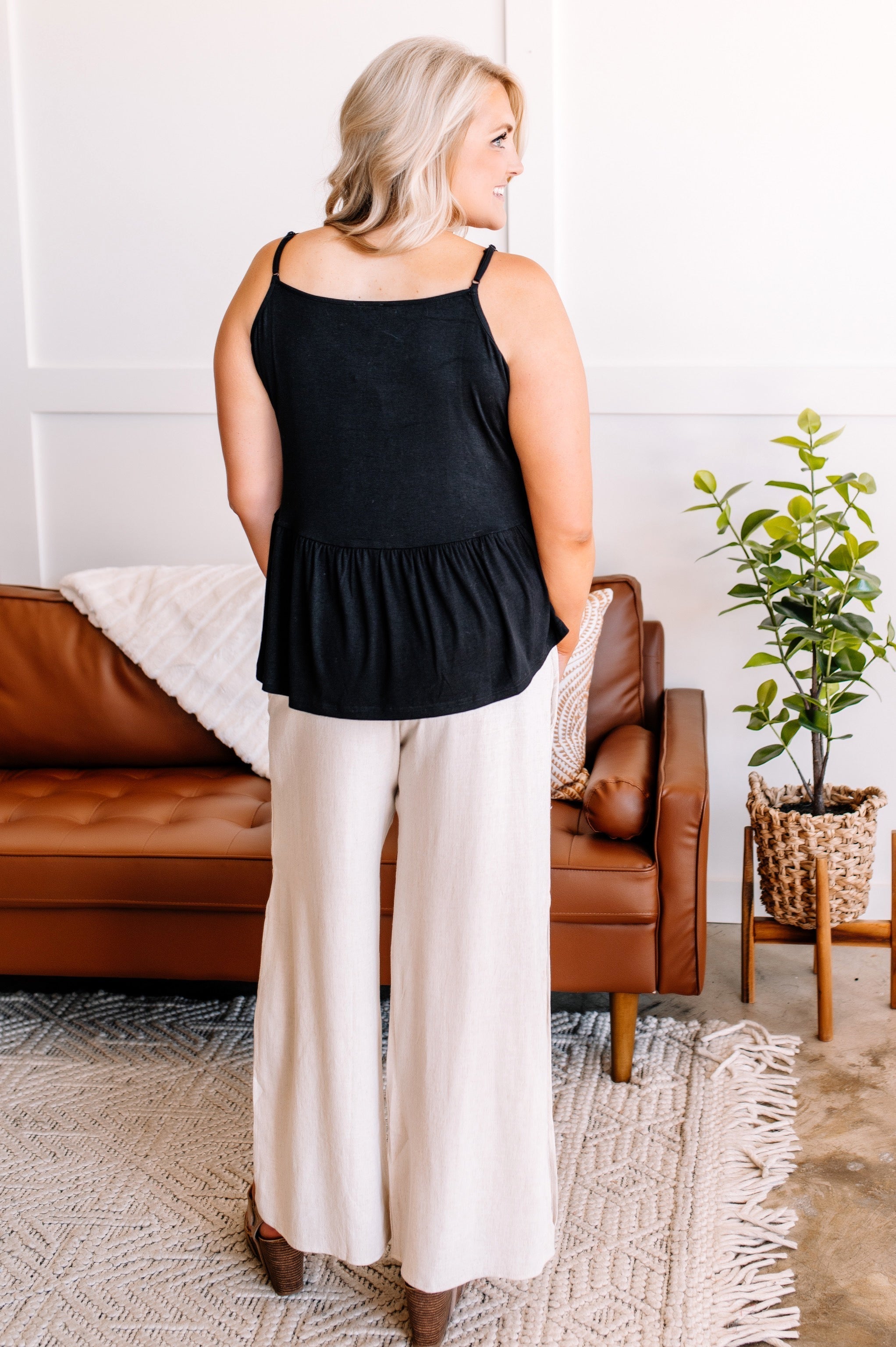 On The Hunt Babydoll Knit Tank Top In Black Beauty by SidePony Boutique