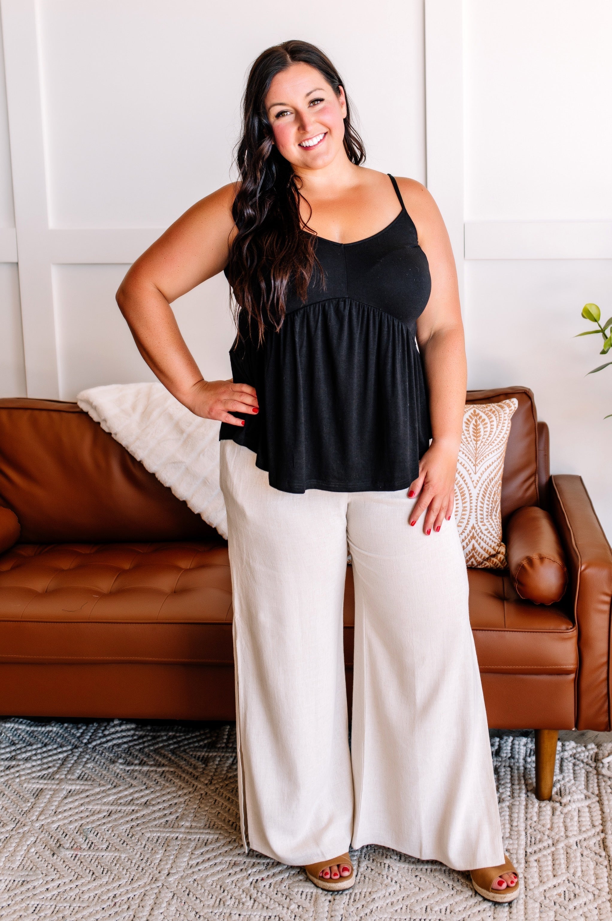 On The Hunt Babydoll Knit Tank Top In Black Beauty by SidePony Boutique