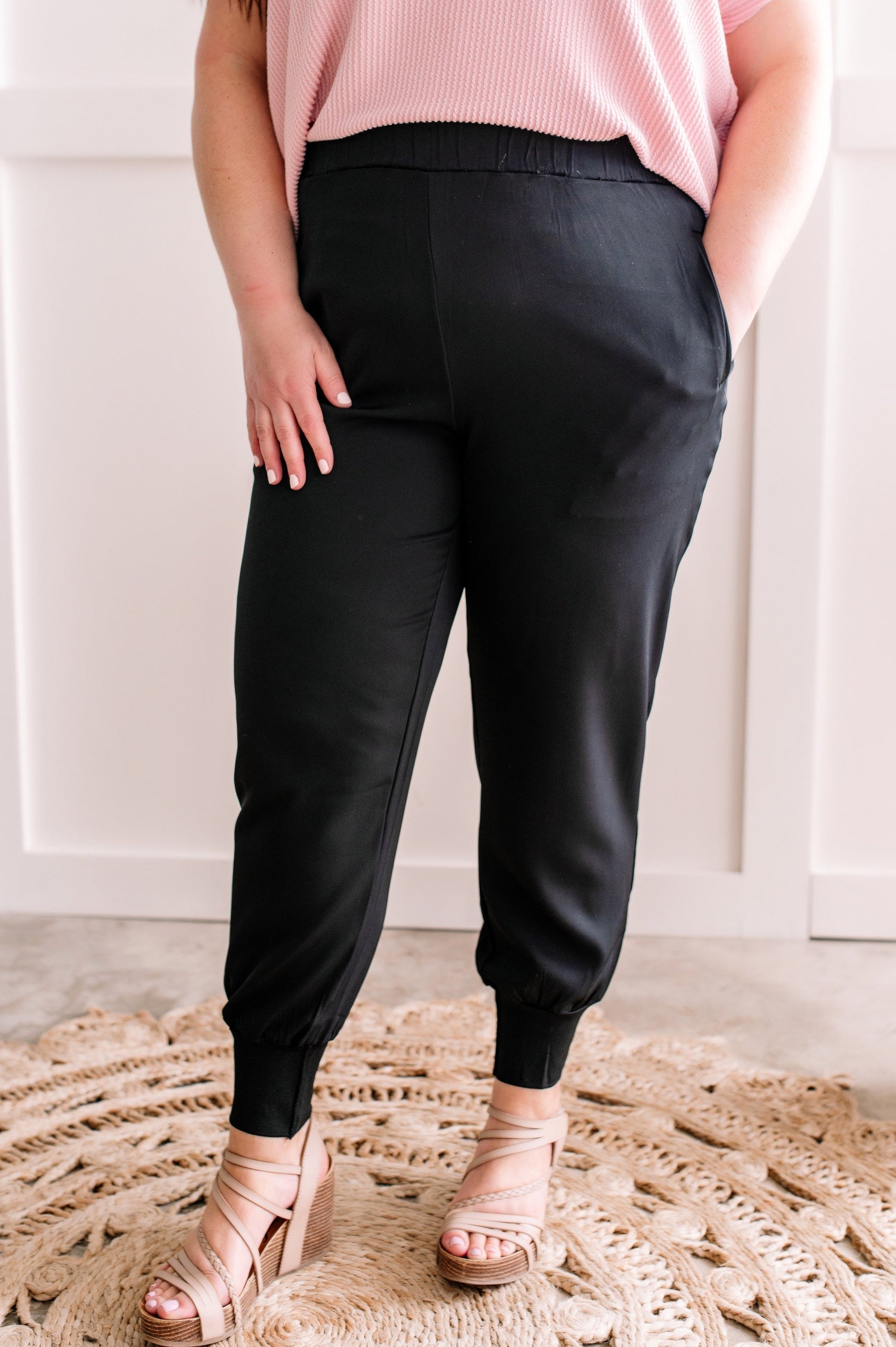 Chic Jogger Pant With Pockets In Black Onyx by SidePony Boutique