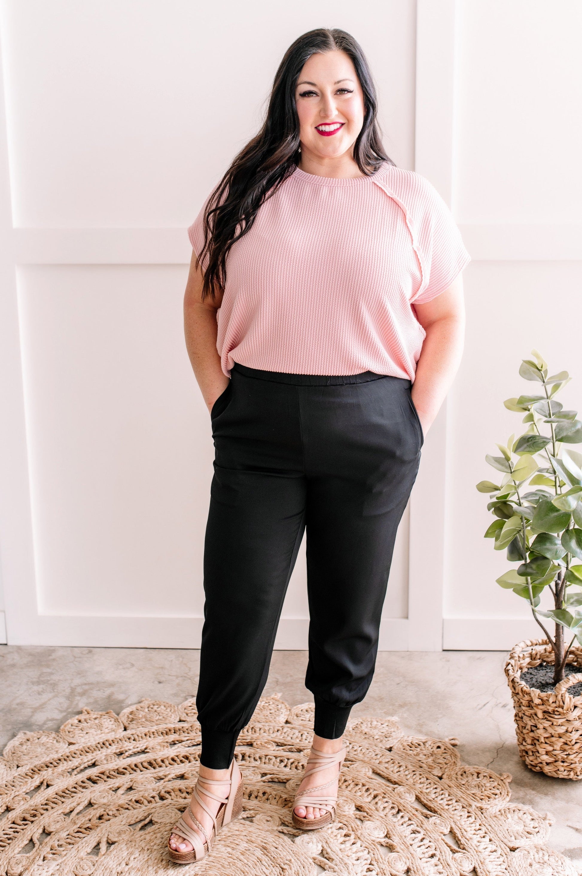 Chic Jogger Pant With Pockets In Black Onyx by SidePony Boutique