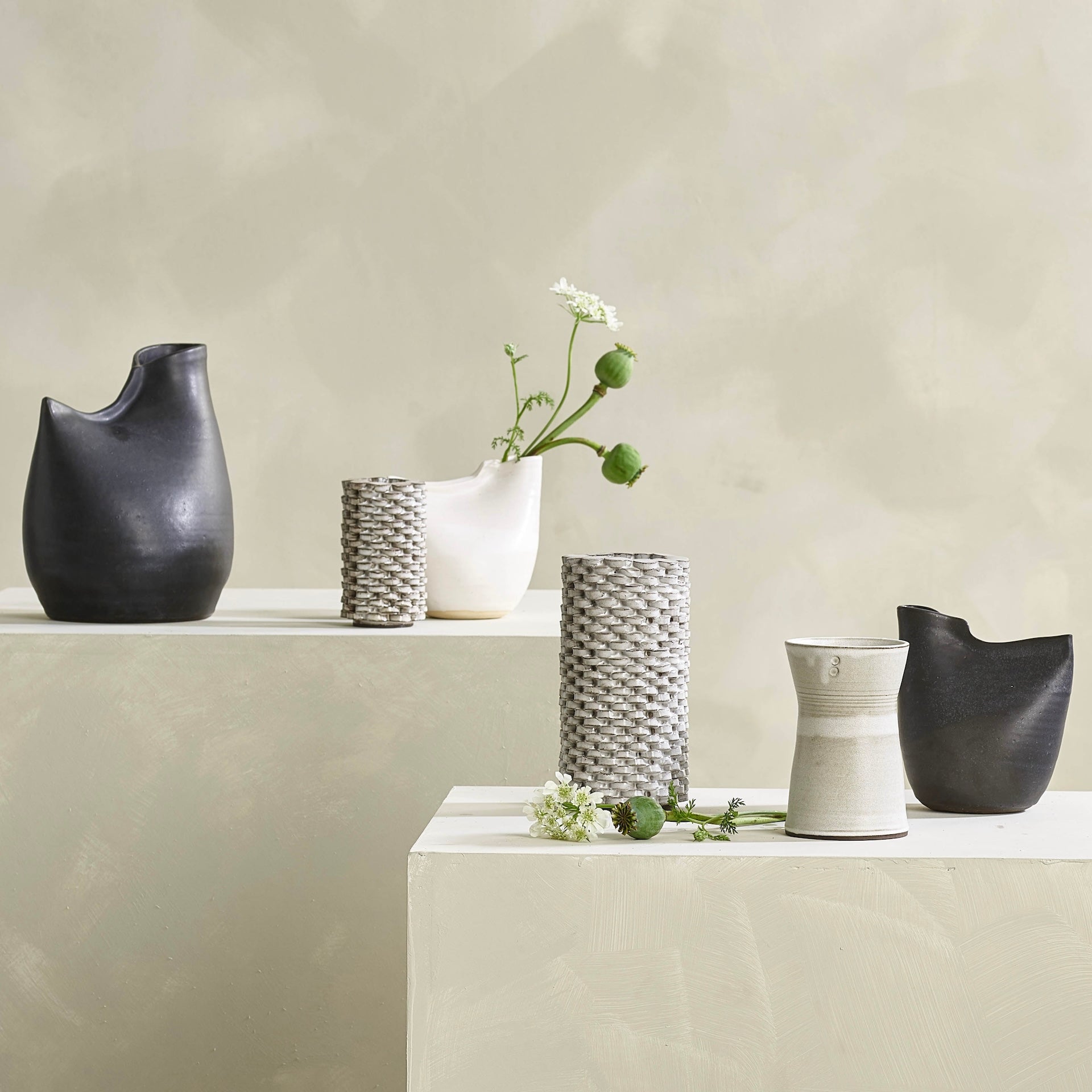 Grey Bird Vases