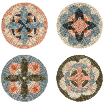 Glass Beaded Coasters Set of 4