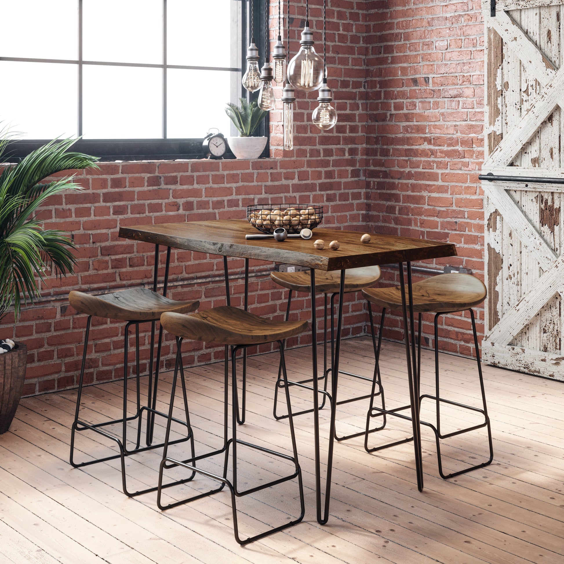 Natures Edge Light Chestnut Dining Table Counter Height 52" Long by Homeportonline