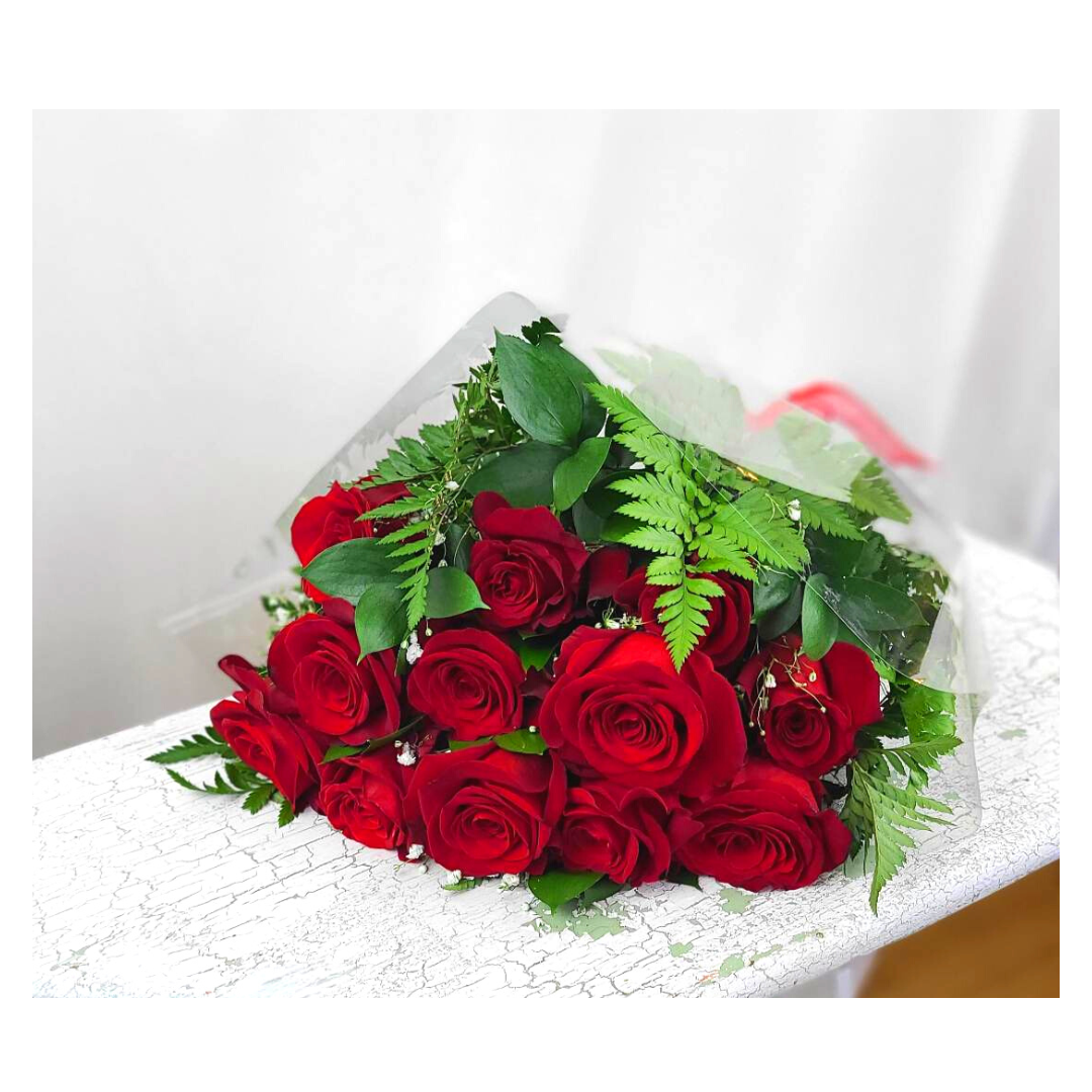 Dozen Wrapped Red Roses
