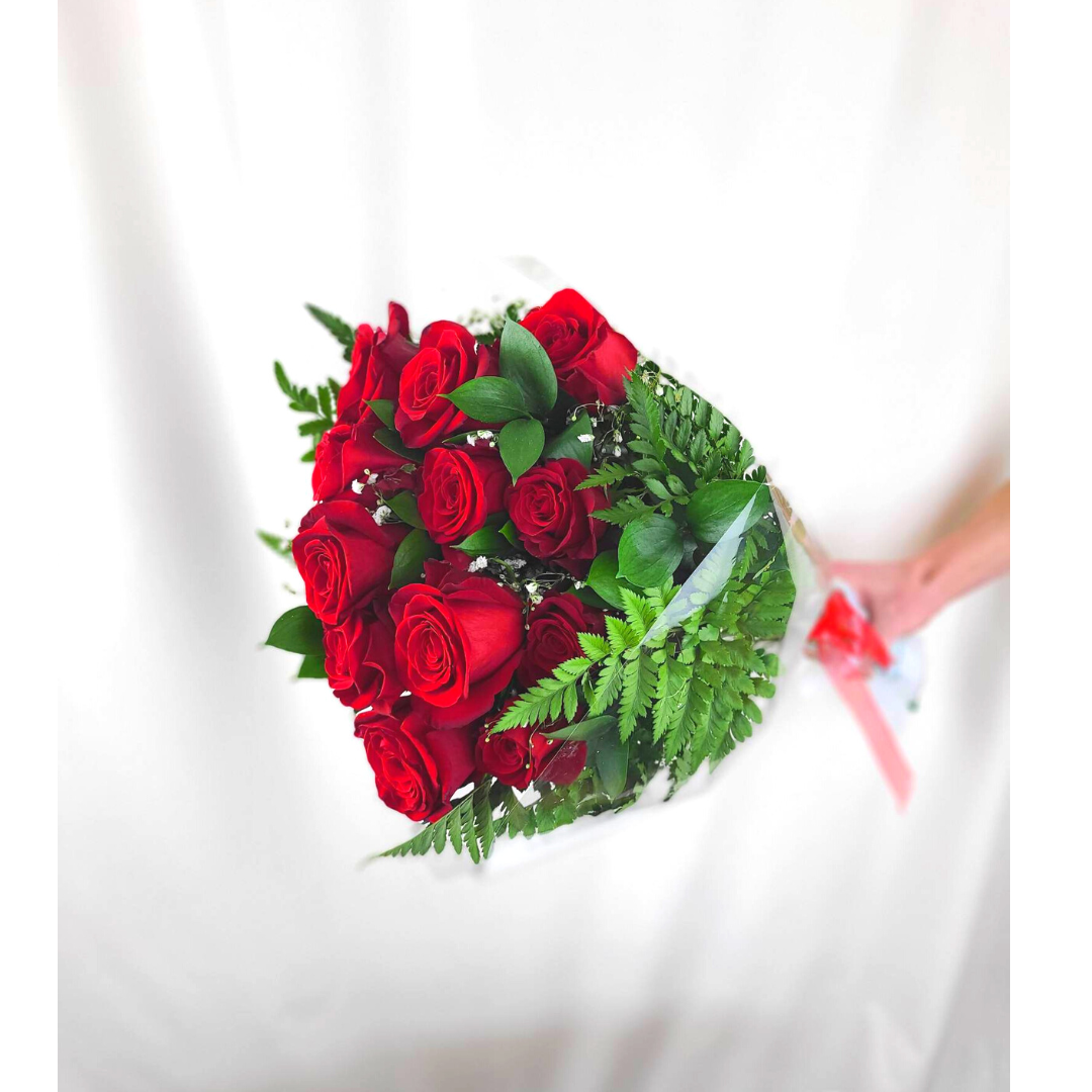 Valentine's Dozen Wrapped Red Roses