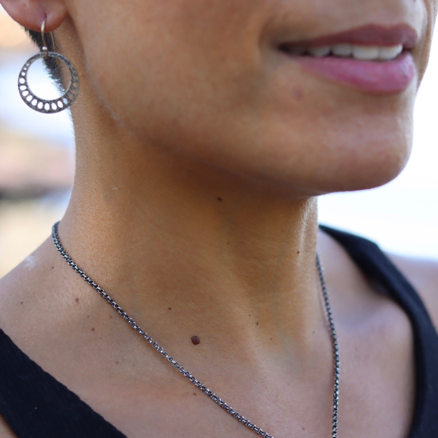 Tiny Silver Lotus Root Earrings by jenkahnjewelry