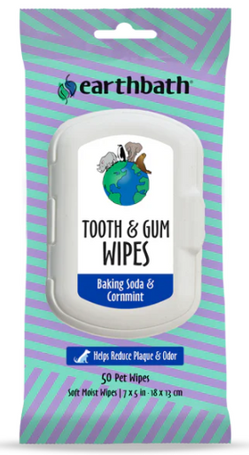 Earthbath Tooth & Gum Baking Soda w/ Cornmint Wipes 50ct