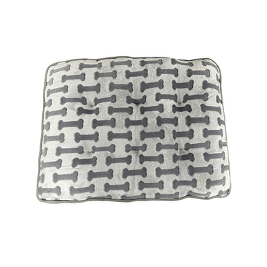 Ethical Pet Sleep Zone Luxe Bone Print Pillow Dog Bed Light Gray 32"