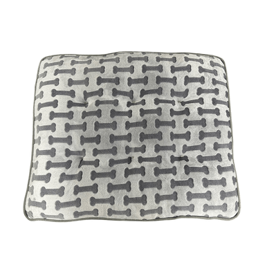 Ethical Pet Sleep Zone Luxe Bone Print Pillow Dog Bed Light Gray 38"