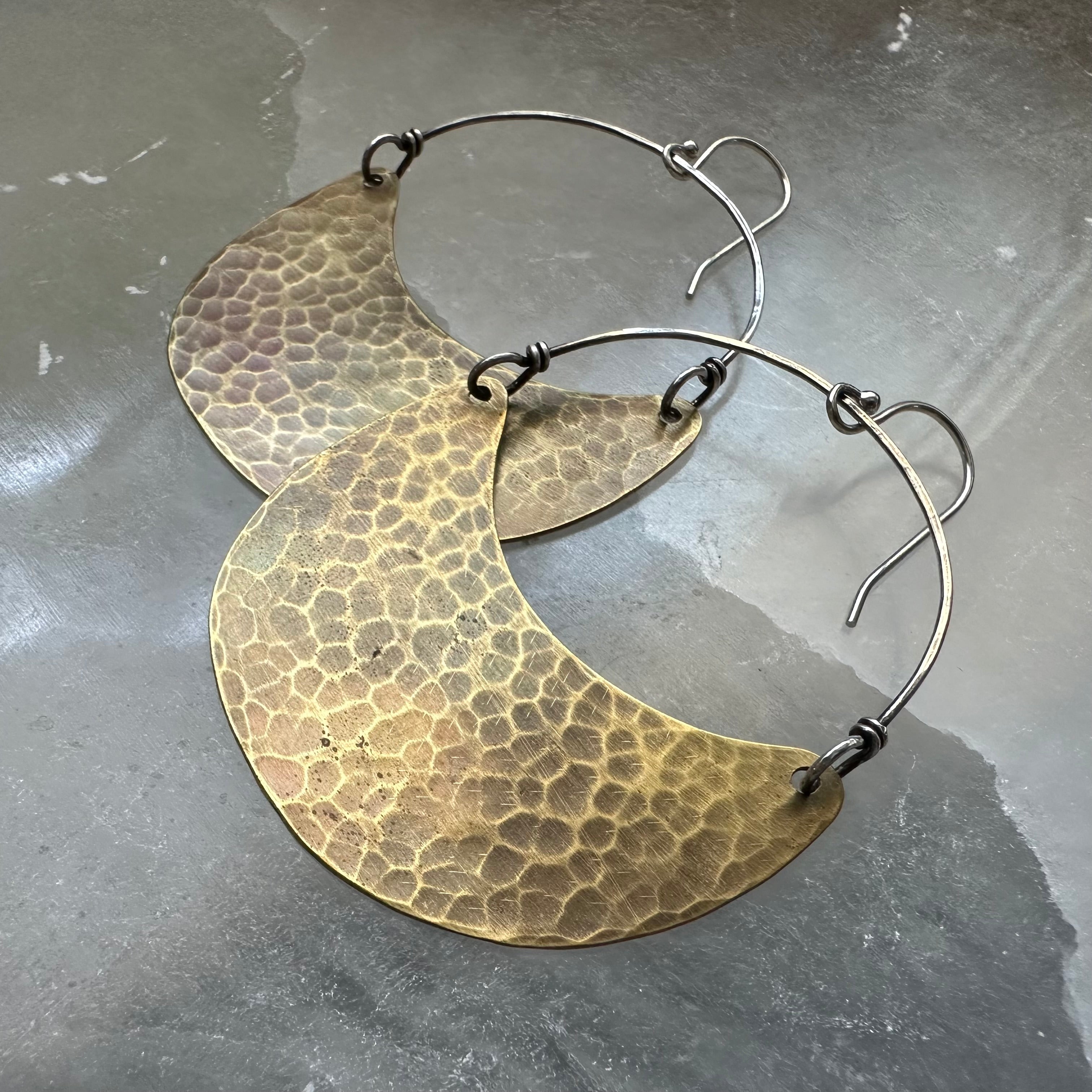 Brass Crescent Earrings by jenkahnjewelry
