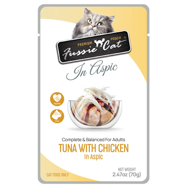 Fussie Cat Premium Tuna w/Chicken in Aspic Pouch 2.47oz