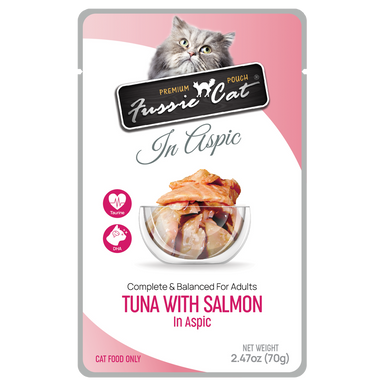 Fussie Cat Premium Tuna w/ Salmon in Aspic Pouch 2.47oz