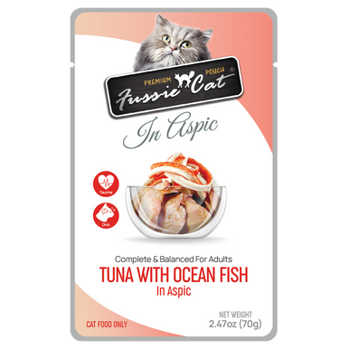 Fussie Cat Premium Tuna w/ Ocean Fish in Aspic Pouch 2.47oz