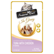 Fussie Cat Premium Tuna w/ Chicken  in Gravy Pouch 2.47oz