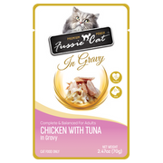 Fussie Cat Premium Chicken w/ Tuna  in Gravy Pouch 2.47oz