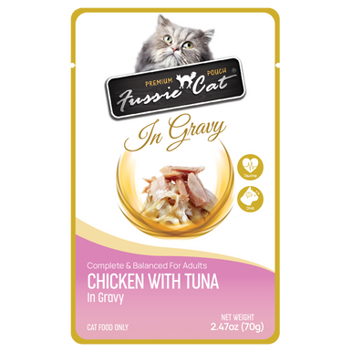 Fussie Cat Premium Chicken w/ Tuna  in Gravy Pouch 2.47oz