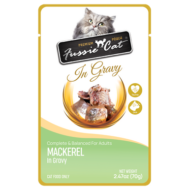 Fussie Cat Premium Mackerel in Gravy Pouch 2.47oz