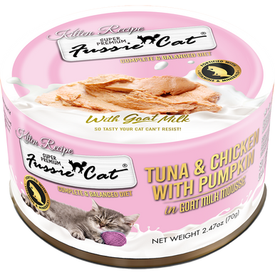 Fussie Kitten Fine Dine Mousse Tuna Chicken w/ Goats Milk, Pumpkin Entrée 2.47oz