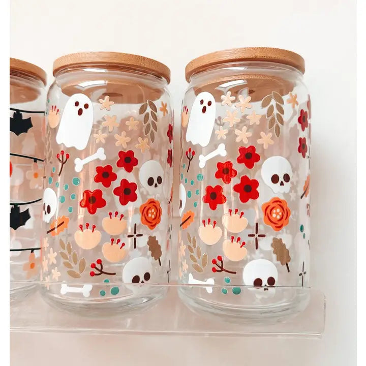 Sale! Floral Boho Bones Glass Cup