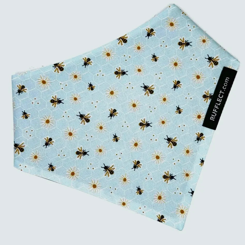 RUFFLECT Light Blue Bees Dog Bandana