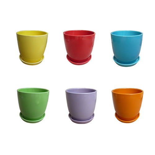 4.5" Torres Planter with Saucer Assorted Colors (Sold Individually) by Homeportonline