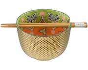 Bowl Gold and Green With Chopsticks by Homeportonline