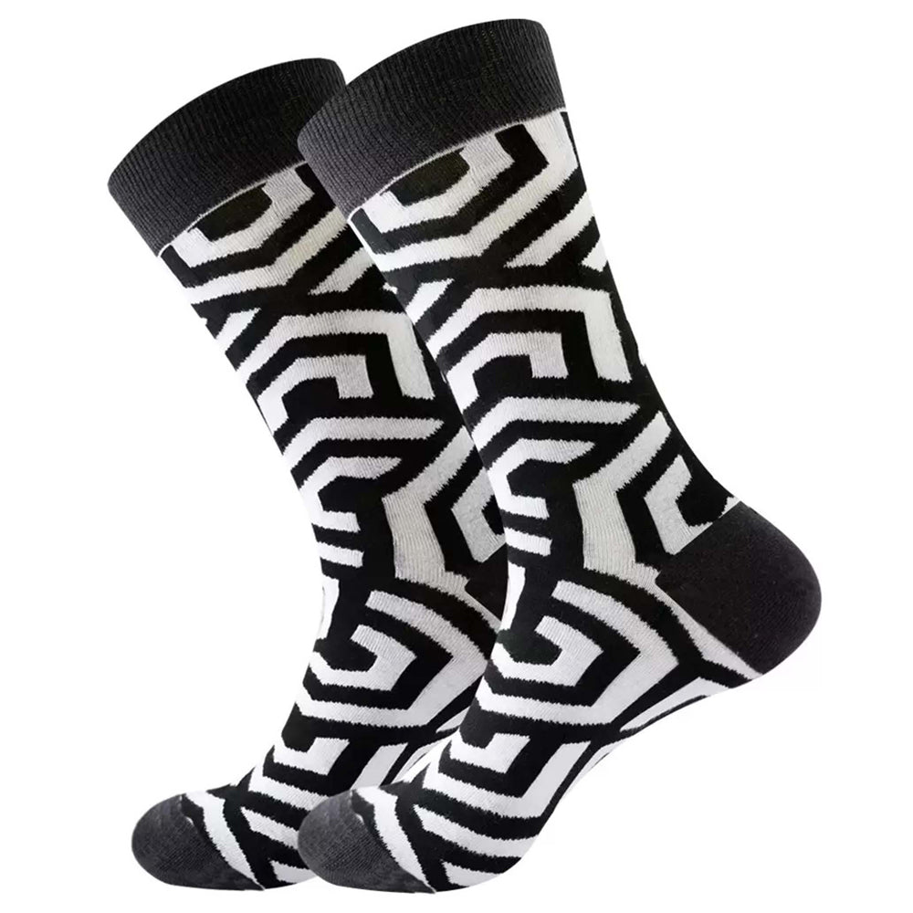Geometric Black Men's Socks