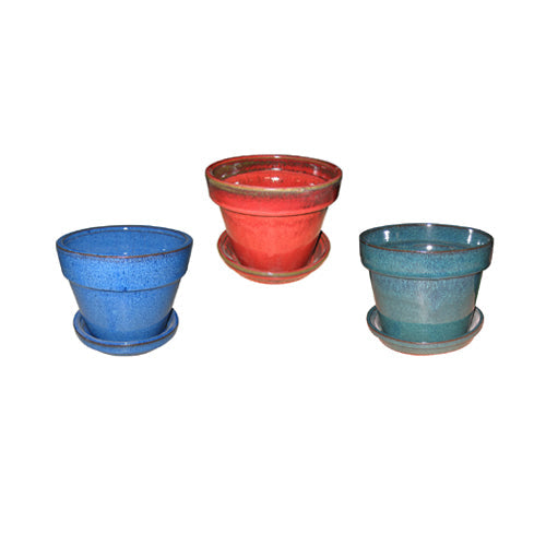 6" Glazed Floral Pot Assorted Colors (Sold Individually) by Homeportonline