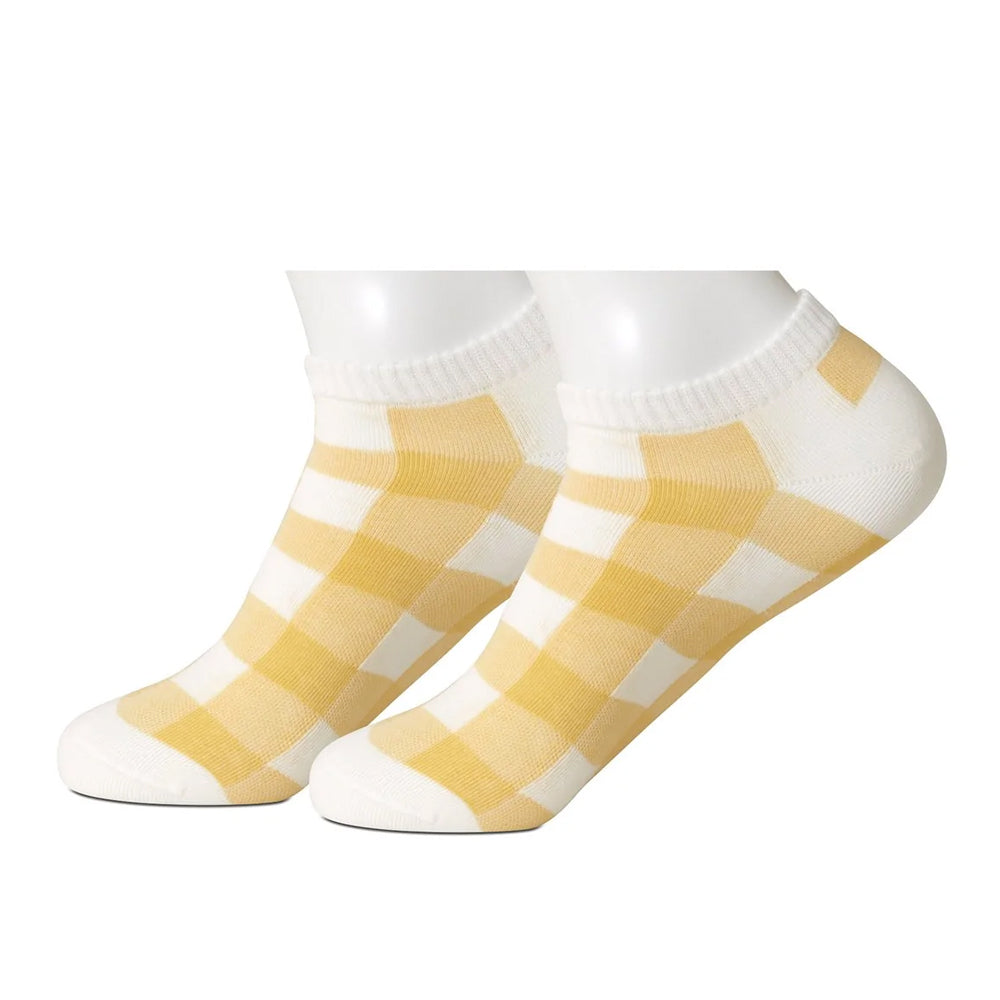 Gold Plaid Ankle Women's Socks