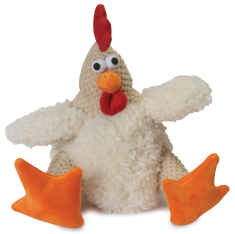 goDog Fat White Corduroy Rooster Dog Toy