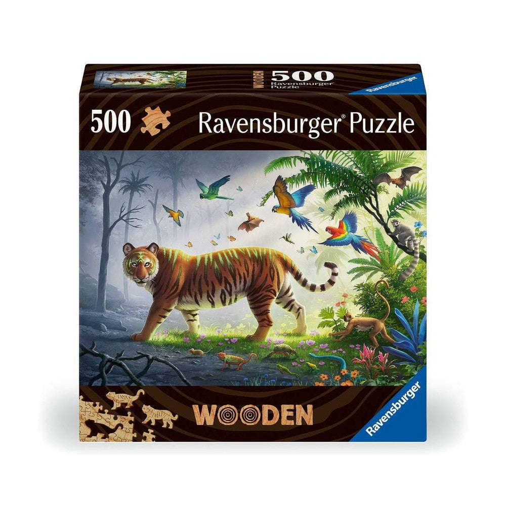 Ravensburger Wooden Jungle Tiger Jigsaw Puzzle - 500pc: Creative Thinking, Animal Theme, Wood Material