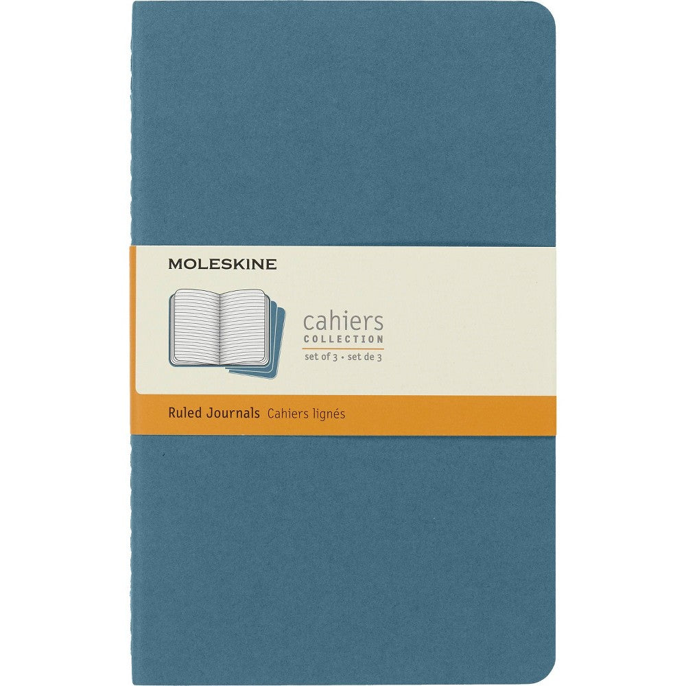 Moleskine Cahier Ruled Journals Large 5"x8.25" 3‑Pack Brisk Blue