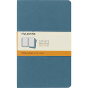 Moleskine Cahier Ruled Journals Large 5"x8.25" 3‑Pack Brisk Blue