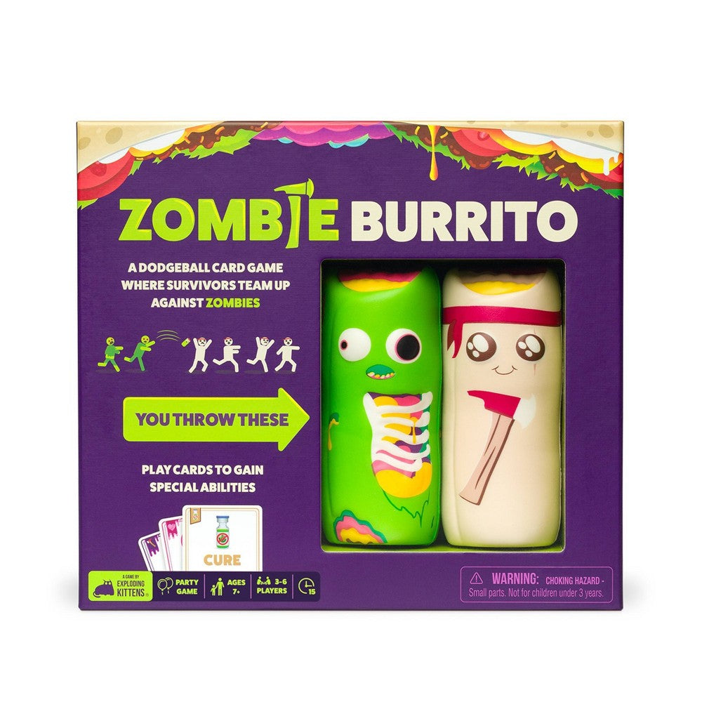 Zombie Burrito Party Game: Exploding Kittens, Fun Social Skills Card Party, 2-6 Players, 15 Min Play