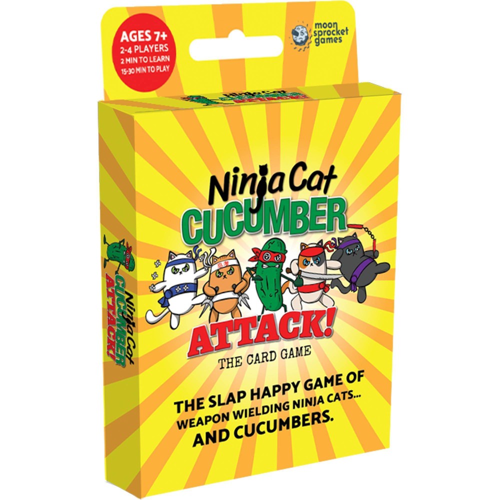 Ninja Cat Cucumber Attack! Game: Classic Social & Problem Solving Board for 2-4 Players, Includes Cards, 30 Min Play