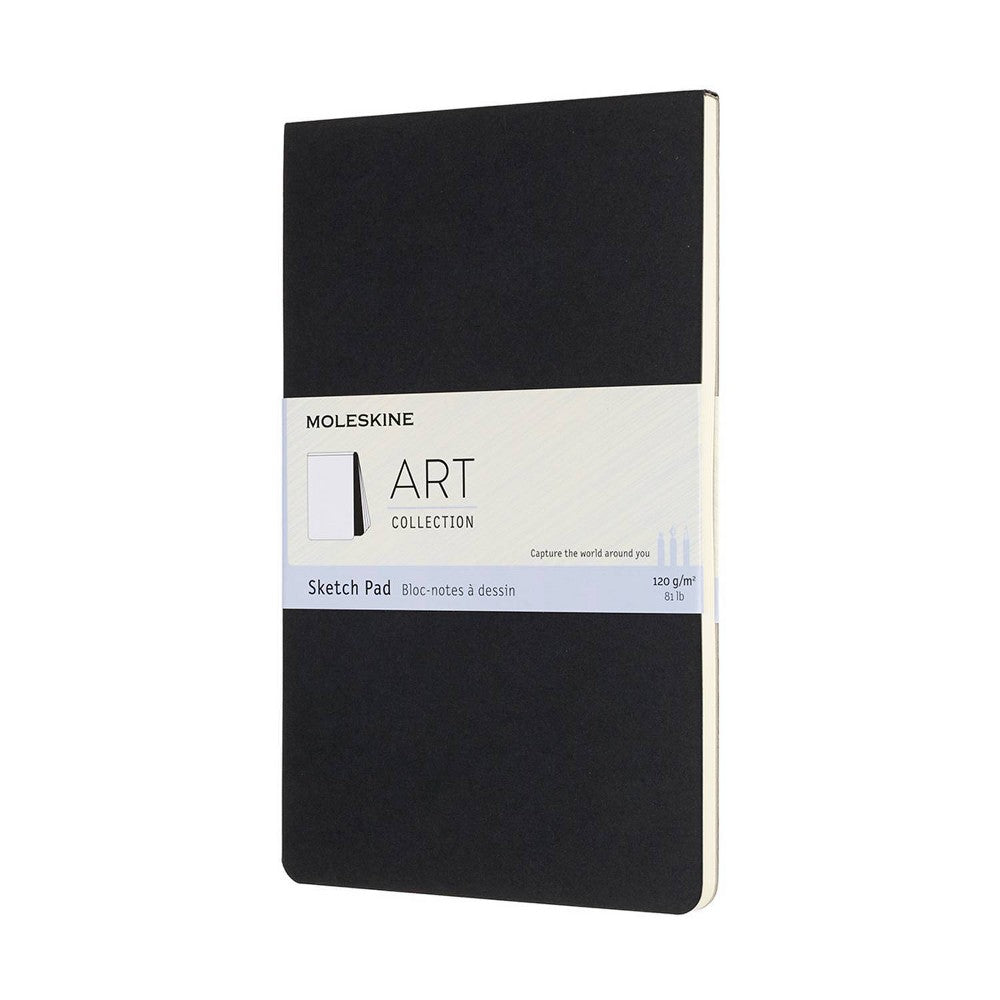 Moleskine Cahier Sketch Pad Large: Black Soft Cover, Lay-Flat Binding, Acid-Free Paper, 48 Pages, 5.125 x 8.25 Inches