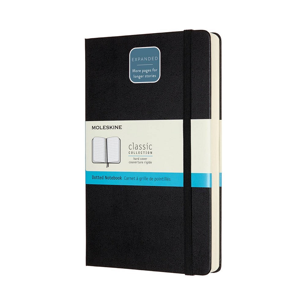 Moleskine Expanded Dotted Notebook Large Hardcover 5"x8.25" Black