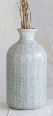 Vase Embossed Stoneware Reactive Glaze Grey Large