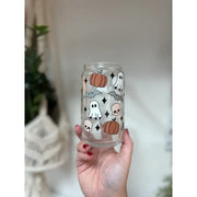 Ghost & Pumpkin Glass Cup