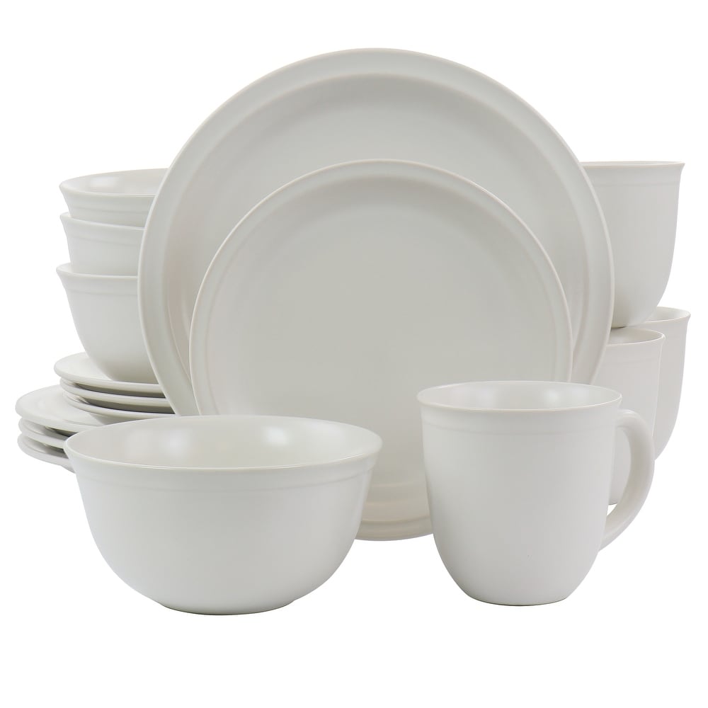 Siam Stoneware Dinnerware 16 Piece Set in White by Homeportonline