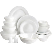 Tempered Opal Glass Combo Dinnerware Set in White - 36 Piece by Homeportonline