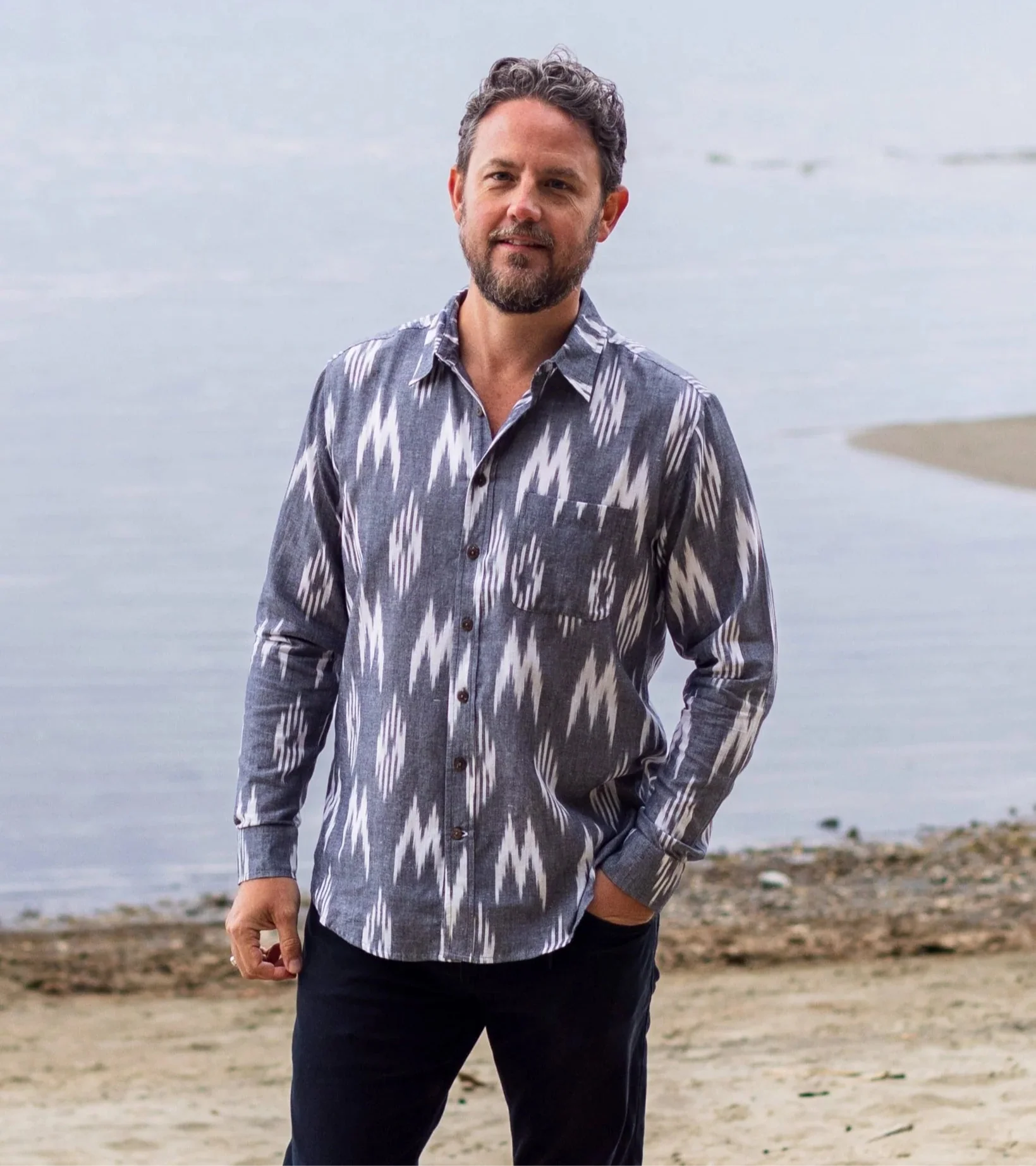 One World Brothers Glacier Mountain Ikat Shirt by Harbour Thread