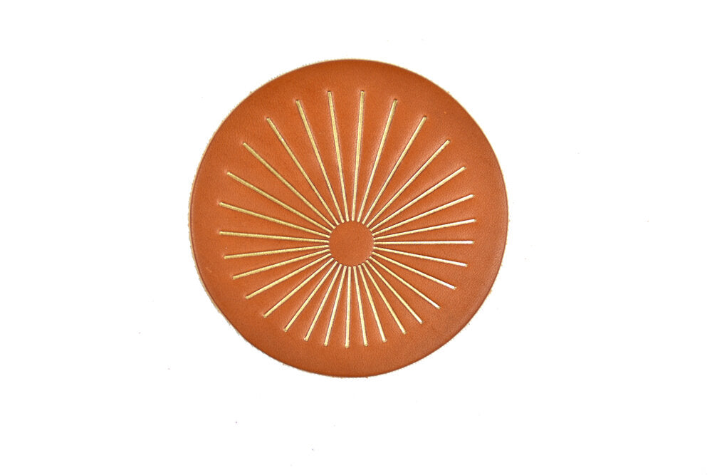 Sunburst Leather Coaster Set