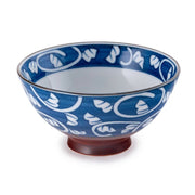 Rice Bowl Blue and White Leaf 4.5" by Homeportonline