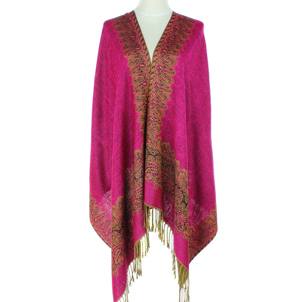 Hot Pink/Gold Constantinople Pashmina