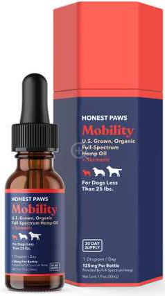 Honest Paws CBD Tincture Mobility Blend 125mg Dropper