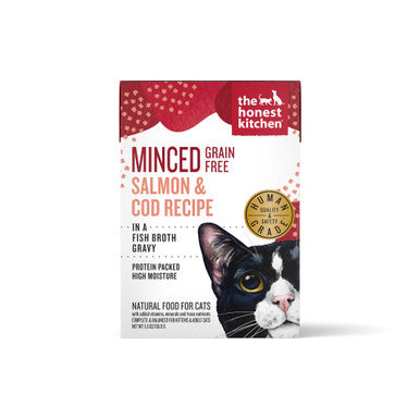 Honest Kitchen Cat Minced Salmon & Cod Recipe in Bone Broth Gravy 5.5oz