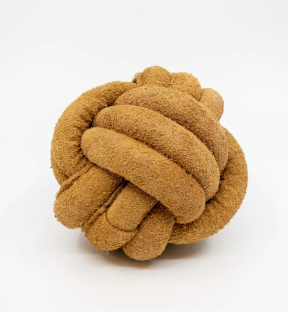 Hugglehound Huggle-Hide Natural Leather Ball 3" Medium by Pet Food Warehouse