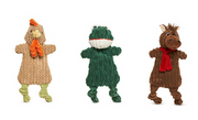 HuggleHound Flatties Pasture Pals Small 3pk (Horse, Frog, Rooster) Dog Toy